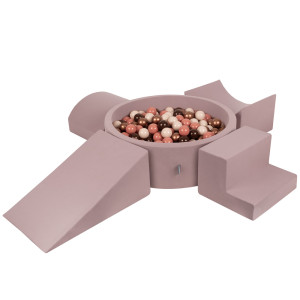 Dodatki damskie > test damska > Dodatki damskie > KiddyMoon Spielplatz aus Schaumstoff mit Bällebad und Bällen Hindernisläufen, erikafarben:braun/kupferrot/pastellbeige/lachsfarben, Bällebad 
