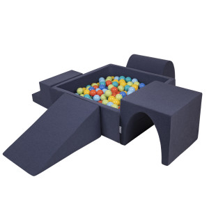 Dodatki damskie > test damska > Dodatki damskie > KiddyMoon Spielplatz aus Schaumstoff mit Quadrat Bällebad Bälle Hindernisläufen, dunkelblau:hellgrün/orange/türkis/blau/bblue/gelb, Bällebad 