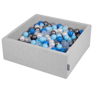 Dodatki damskie > test damska > Dodatki damskie > KiddyMoon Bällebad Bällepool mit bunten Bällen ∅ 7Cm für Babys Kinder Quadrat, hellgrau:perle/blau/baby blau/transparent/silbern, 90 x 30 cm 