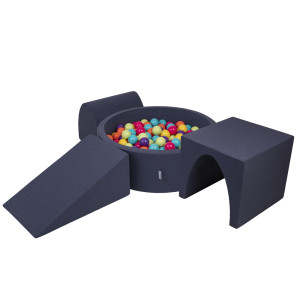 Dodatki damskie > test damska > Dodatki damskie > KiddyMoon Spielplatz aus Schaumstoff mit Bällebad und Bällen Hindernisläufen, dunkelblau:hgrün/gelb/türkis/orange/dpink/violett, Bällebad (20