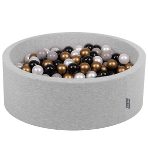 Dodatki damskie > test damska > Dodatki damskie > KiddyMoon Bällebad Bällepool mit bunten Bällen ∅ 7Cm für Babys Kinder Rund, hellgrau:schwarz/perle/gelb/grau, 90 x 30 cm 300 Bälle