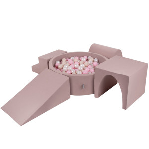 Dodatki damskie > test damska > Dodatki damskie > KiddyMoon Spielplatz aus Schaumstoff mit Bällebad und Bällen Hindernisläufen, erikafarben:pastellbeige/puderrosa/perle, Bällebad (300 Bälle) 