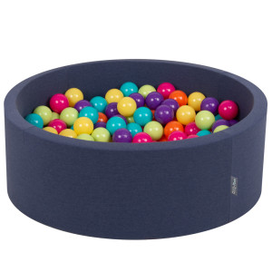 Dodatki damskie > test damska > Dodatki damskie > KiddyMoon Bällebad Bällepool mit bunten Bällen ∅ 7Cm für Babys Kinder Rund, dunkelblau, 90 x 30 cm 200 Bälle