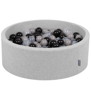 Dodatki damskie > test damska > Dodatki damskie > KiddyMoon Bällebad Bällepool mit bunten Bällen ∅ 7Cm für Babys Kinder Rund, hellgrau:schwarz/grau/transparent, 90 x 30 cm 300 Bälle