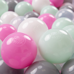Dodatki damskie > test damska > Dodatki damskie > KiddyMoon Kinder Bälle für Bällebad Baby Spielbälle Plastikbälle ∅7cm Made in EU, transparent/grau/weiß/rosa/minze, 50 Bälle/7cm