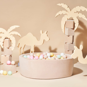 Dodatki damskie > test damska > Dodatki damskie > KiddyMoon Bällebad Bällepool mit bunten Bällen ∅ 7Cm für Babys Kinder Rund, Beige, 90 x 30 cm 300 Bälle