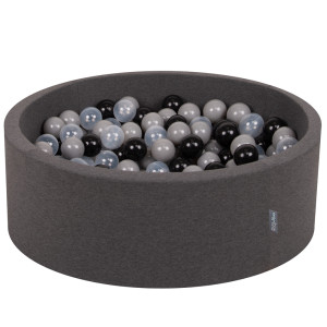 Dodatki damskie > test damska > Dodatki damskie > KiddyMoon Bällebad Bällepool mit bunten Bällen ∅ 7Cm für Babys Kinder Rund, Dunkelgrau, 90 x 30 cm 300 Bälle