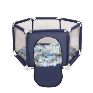 Dodatki damskie > test damska > Dodatki damskie > Sechseckiger Laufstall mit Bällen Laufgitter für Kinder, Blau:perle/grau/transparent/babyblau/minze, 100 Bälle