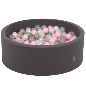 Dodatki damskie > test damska > Dodatki damskie > KiddyMoon Bällebad Bällepool mit bunten Bällen ∅ 7Cm für Babys Kinder Rund, Dunkelgrau, 90 x 30 cm 200 Bälle