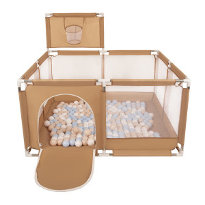Dodatki damskie > test damska > Dodatki damskie > Laufstall mit Korb und Bällen Laufgitter für Kinder, beige:pastellbeige/pastellblau/weiß, 100 Bälle