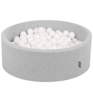 Dodatki damskie > test damska > Dodatki damskie > KiddyMoon Bällebad Bällepool mit bunten Bällen ∅ 7Cm für Babys Kinder Rund, hellgrau:weiß, 90 x 30 cm 300 Bälle