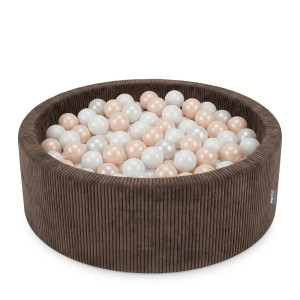 Dodatki damskie > test damska > Dodatki damskie > KiddyMoon Bällebad für Kinder aus Schaumstoff, weicher Rippbezug, abnehmbarer Bezug, waschbar, Braun: Pastellbeige/Weiß/Perle, 90 x 30 cm 200
