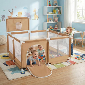 Dodatki damskie > test damska > Dodatki damskie > Laufstall mit Korb und Bällen Laufgitter für Kinder, beige, Keine Bälle