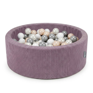 Dodatki damskie > test damska > Dodatki damskie > KiddyMoon Bällebad für Kinder aus Schaumstoff, weicher Rippbezug, abnehmbarer Bezug, waschbar, Violett: Pastellbeige/Weiß/Perle/Grau, 90 x 30