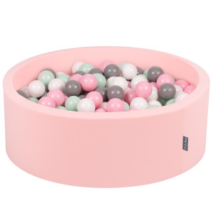 Dodatki damskie > test damska > Dodatki damskie > KiddyMoon Bällebad Bällepool mit bunten Bällen ∅ 7Cm für Babys Kinder Rund, pink:weiß/grau/minze/puderrosa, 90 x 30 cm 200 Bälle
