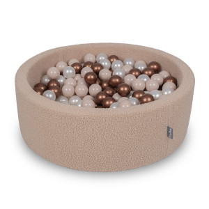 Dodatki damskie > test damska > Dodatki damskie > KiddyMoon Bällebad für Baby mit Teddy-Plüsch, Größere 7 cm Bälle für Eine Vollere Füllung, ab 8 Monaten, Abnehmbarer Bezug, Beige: Pastellbei