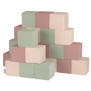 Dodatki damskie > test damska > Dodatki damskie > KiddyMoon Weiche Bausteine aus Schaumstoff für Kinder, Blöcke: erikafarben-beige-salbeifarben, 24 Stücke