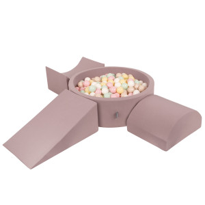 Dodatki damskie > test damska > Dodatki damskie > KiddyMoon Spielplatz aus Schaumstoff mit Bällebad und Bällen Hindernisläufen, erikafarben:pastellbeige/pastellgelb/weiß/minze/puderrosa, Bäll