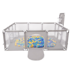 Dodatki damskie > test damska > Dodatki damskie > Laufstall Baby Großer Spielplatz mit Bällen Laufgitter für Kinder, Grau:türkis/blau/gelb/transparent, 400 Bällen