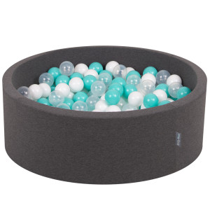 Dodatki damskie > test damska > Dodatki damskie > KiddyMoon Bällebad Bällepool mit bunten Bällen ∅ 7Cm für Babys Kinder Rund, Dunkelgrau, 90 x 30 cm 300 Bälle