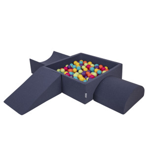 Dodatki damskie > test damska > Dodatki damskie > KiddyMoon Spielplatz aus Schaumstoff mit Quadrat Bällebad Bälle Hindernisläufen, dunkelblau:helgrün/gelb/türkis/orange/dpink/violet, Bällebad