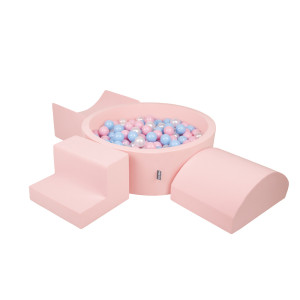 Dodatki damskie > test damska > Dodatki damskie > KiddyMoon Spielplatz aus Schaumstoff mit Bällebad und Bälle Hindernisläufen, pink:babyblue/puderrosa/perle, Bällebad (200 Bälle) + Version 6