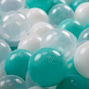 Dodatki damskie > test damska > Dodatki damskie > KiddyMoon Kinder Bälle für Bällebad Baby Spielbälle Plastikbälle ∅7cm Made in EU, helltürkis/weiß/transparent, 100 Bälle/7cm