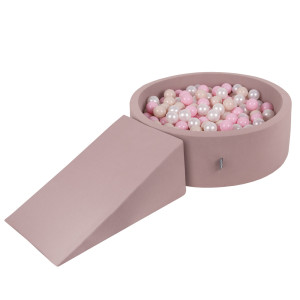 Dodatki damskie > test damska > Dodatki damskie > KiddyMoon Spielplatz aus Schaumstoff mit Bällebad und Bällen Hindernisläufen, erikafarben:pastellbeige/puderrosa/perle, Bällebad (100 Bälle) 