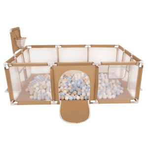 Dodatki damskie > test damska > Dodatki damskie > Laufstall Baby Großer Spielplatz mit Bällen Laufgitter für Kinder, beige:pastellbeige/pastellblau/weiß, 100 Bällen
