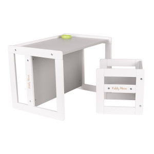 Dodatki damskie > test damska > Dodatki damskie > KiddyMoon Kindertisch Mit Stuhl 2-in-1 Runde Kanten Kindermöbel Leicht Zu Reinigen, weiß/grau, Kindertisches: 61x44x44 cm/Stuhles: 30x30x30 c
