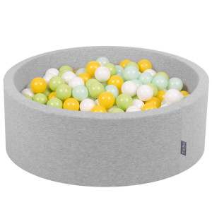 Dodatki damskie > test damska > Dodatki damskie > KiddyMoon Bällebad Bällepool mit bunten Bällen ∅ 7Cm für Babys Kinder Rund, hellgrau:weiß/minze/helgrün/gelb, 90 x 30 cm 200 Bälle