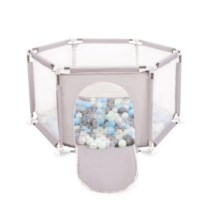 Dodatki damskie > test damska > Dodatki damskie > Sechseckiger Laufstall mit Bällen Laufgitter für Kinder, Grau:perle/grau/transparent/babyblau/minze, 200 Bälle