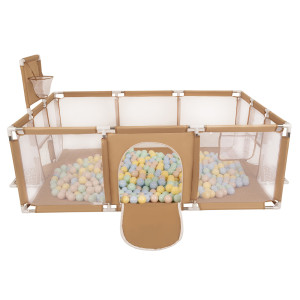 Dodatki damskie > test damska > Dodatki damskie > Laufstall Baby Großer Spielplatz mit Bällen Laufgitter für Kinder, beige:pastellbeige/pastellblau/pastellgelb/minze, 100 Bällen