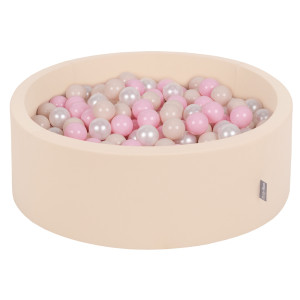 Dodatki damskie > test damska > Dodatki damskie > KiddyMoon Bällebad Bällepool mit bunten Bällen ∅ 7Cm für Babys Kinder Rund, Beige, 90 x 30 cm 300 Bälle