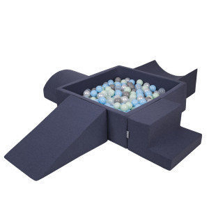Dodatki damskie > test damska > Dodatki damskie > KiddyMoon Spielplatz aus Schaumstoff mit Quadrat Bällebad Bälle Hindernisläufen, dunkelblau:perle/grau/transparent/babyblue/minze, Bällebad (