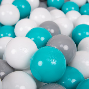 Dodatki damskie > test damska > Dodatki damskie > KiddyMoon Kinder Bälle für Bällebad Baby Spielbälle Plastikbälle ∅7cm Made in EU, grau/weiß/türkis, 50 Bälle/7cm