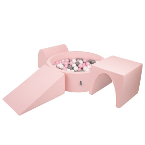 Dodatki damskie > test damska > Dodatki damskie > KiddyMoon Spielplatz aus Schaumstoff mit Bällebad und Bällen Hindernisläufen, pink:weiß/grau/puderrosa, Bällebad (200 Bälle) + Version 2