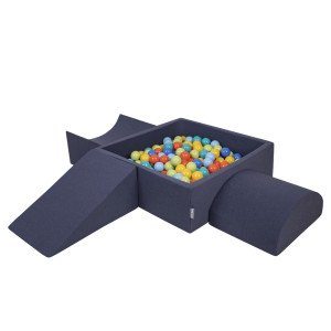 Dodatki damskie > test damska > Dodatki damskie > KiddyMoon Spielplatz aus Schaumstoff mit Quadrat Bällebad Bälle Hindernisläufen, dunkelblau:hellgrün/orange/türkis/blau/bblue/gelb, Bällebad 