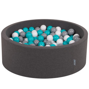 Dodatki damskie > test damska > Dodatki damskie > KiddyMoon Bällebad Bällepool mit bunten Bällen ∅ 7Cm für Babys Kinder Rund, Dunkelgrau, 90 x 30 cm 200 Bälle