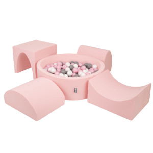 Dodatki damskie > test damska > Dodatki damskie > KiddyMoon Spielplatz aus Schaumstoff mit Rund Bällebad (300 Bälle) Ballgruben für Babys Spielbad Hindernisläufen, Hergestellt in der EU, pink