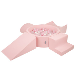 Dodatki damskie > test damska > Dodatki damskie > KiddyMoon Spielplatz aus Schaumstoff mit Bällebad und Bällen Hindernisläufen, pink:puderrosa/perle/transparent, Bällebad (200 Bälle) + Versio