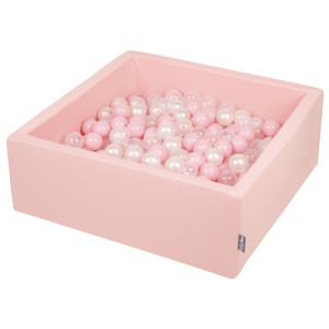Dodatki damskie > test damska > Dodatki damskie > KiddyMoon Bällebad Bällepool mit bunten Bällen ∅ 7Cm für Babys Kinder Quadrat, rosa:rosa/perle/transparent, 90 x 30 cm 300 Bälle