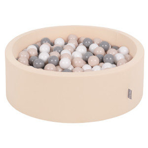 Dodatki damskie > test damska > Dodatki damskie > KiddyMoon Bällebad Bällepool mit bunten Bällen ∅ 7Cm für Babys Kinder Rund, Beige, 90 x 30 cm 300 Bälle