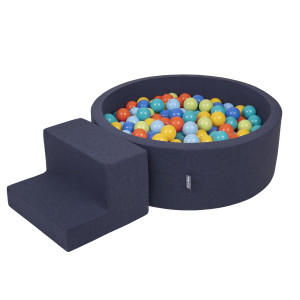 Dodatki damskie > test damska > Dodatki damskie > KiddyMoon Spielplatz aus Schaumstoff mit Rund Bällebad (200 Bälle) Ballgruben für Babys Spielbad Hindernisläufen, Hergestellt in der EU, dunk