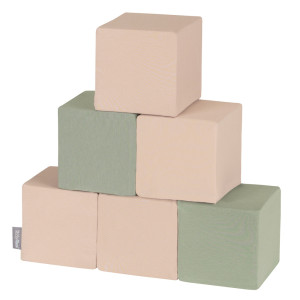 Dodatki damskie > test damska > Dodatki damskie > KiddyMoon Weiche Bausteine aus Schaumstoff für Kinder, Blöcke: salbeifarben-beige, 6 Stücke