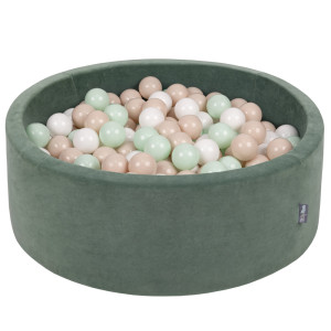 Dodatki damskie > test damska > Dodatki damskie > KiddyMoon Rund Bällebad Velvet Bällepool ∅ 7Cm Ballgruben Für Babys Spielbad Kleinkinder, Hergestellt in der EU, waldgrün: pastellbeige/weiß/