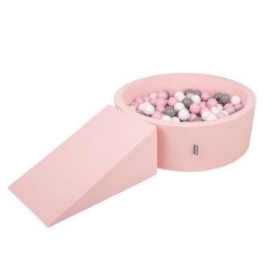 Dodatki damskie > test damska > Dodatki damskie > KiddyMoon Spielplatz aus Schaumstoff mit Bällebad und Bällen Hindernisläufen, pink:weiß/grau/puderrosa, Bällebad (200 Bälle) + Zwickel