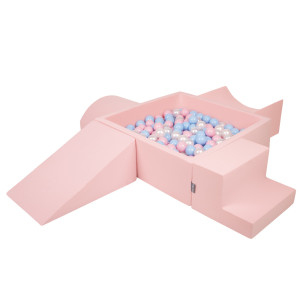 Dodatki damskie > test damska > Dodatki damskie > KiddyMoon Spielplatz aus Schaumstoff mit Quadrat Bällebad Bälle Hindernisläufen, pink:babyblue/puderrosa/perle, Bällebad (300 Bälle) + Versio