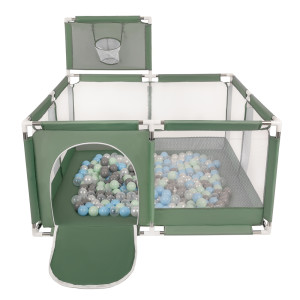 Dodatki damskie > test damska > Dodatki damskie > Laufstall mit Korb und Bällen Laufgitter für Kinder, grün:perle/grau/transparent/babyblau/minze, 400 Bälle