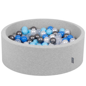 Dodatki damskie > test damska > Dodatki damskie > KiddyMoon Bällebad Bällepool mit bunten Bällen ∅ 7Cm für Babys Kinder Rund, hellgrau:perle/blau/baby blau/transparent/silbern, 90 x 30 cm 300